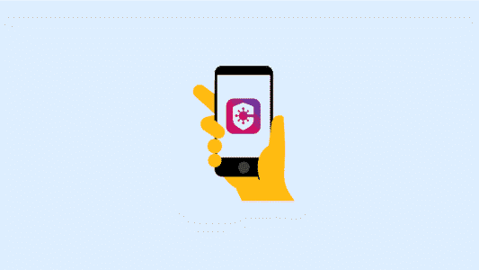 Afbeelding - Telefoon met logo CoronaMelder