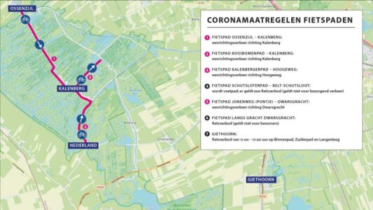 Kaart maatregelen corona fietspaden