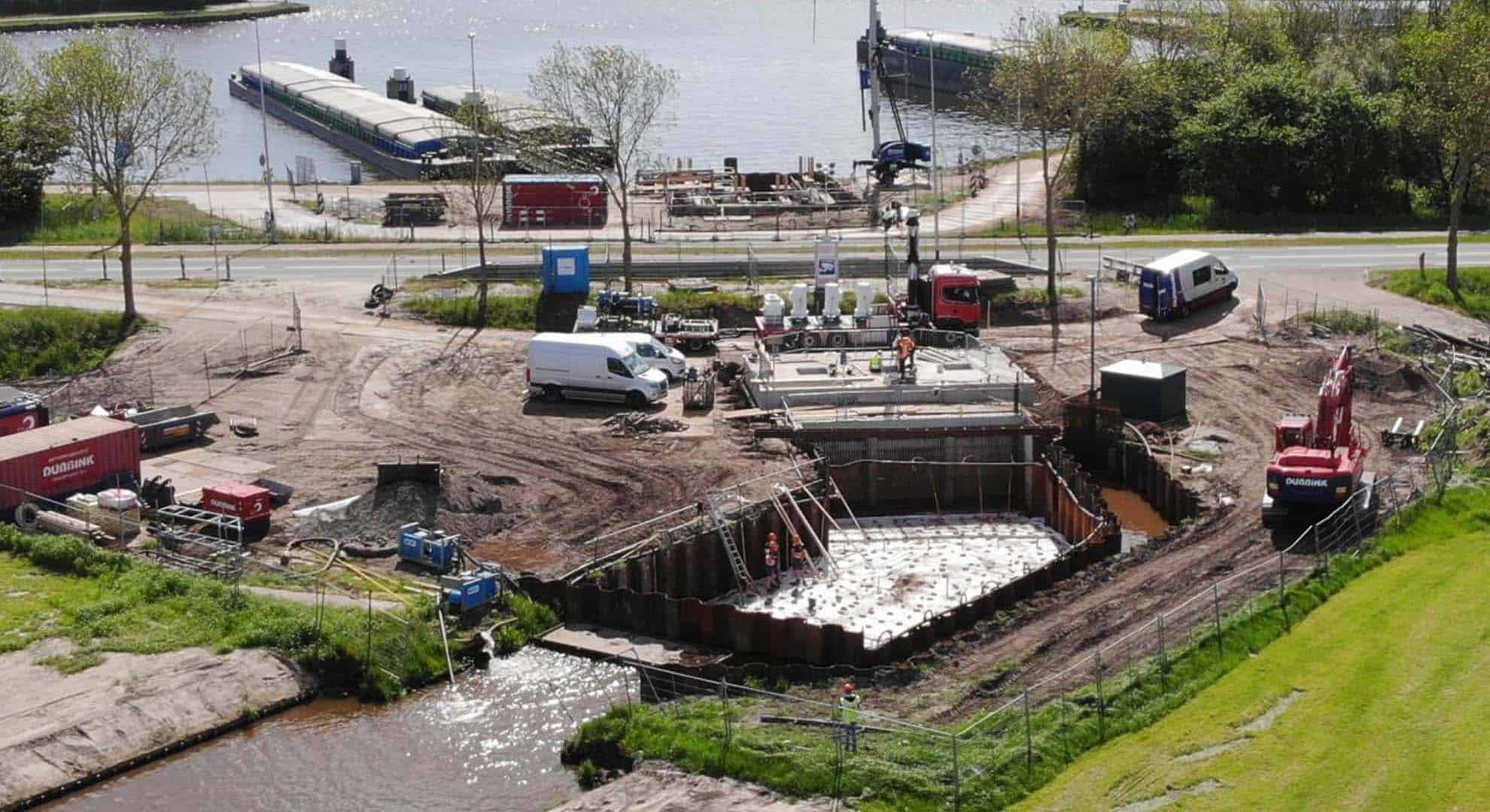 De bouwlocatie van het nieuwe gemaal Leenders in Wannepeveen is open tijdens de Dag van de Bouw op 18 juni, van 10.00 tot 14.00 uur. Foto: WDODelta