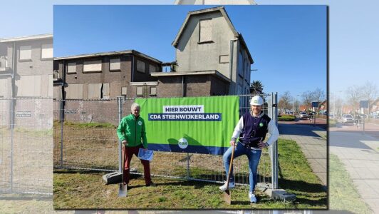Erik Homan en oud-raadslid Clazinus Netjes vroegen al aandacht voor een oplossing voor het voormalig Welkooppand tijdens de verkiezingscampagne van 2022.