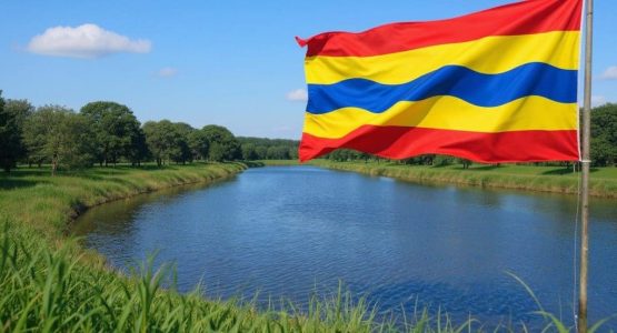 freepik__vlag provincie overijssel in nederlands landschap freepik__vlag provincie overijssel in nederlands landschap
