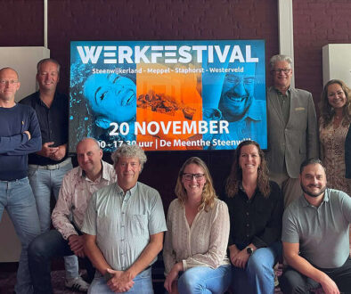 Vertegenwoordigers van ondernemersverenigingen, betrokken gemeentes en het WerkgeversServicepunt slaan handen ineen tijdens het Werkfestival – foto aangeleverd