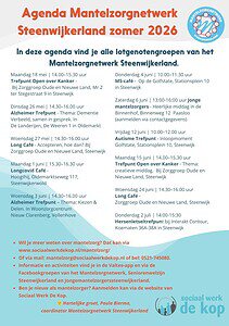 Mantelzorgnetwerk zomeragenda 2026 (poster aangeleverd)