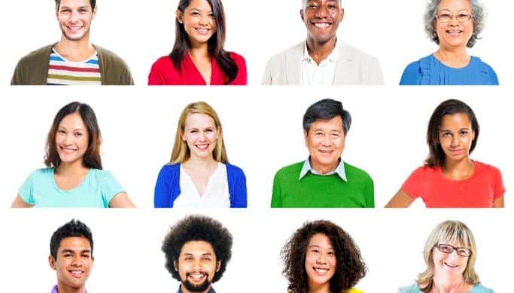 Portrait of Multiethnic Colorful Cheerful People