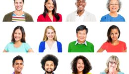 Portrait of Multiethnic Colorful Cheerful People
