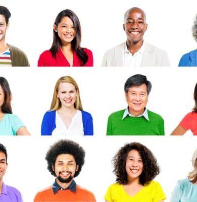 Portrait of Multiethnic Colorful Cheerful People