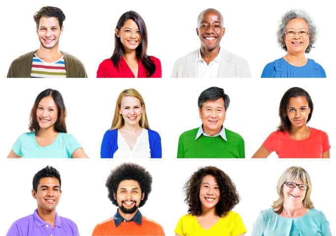 Portrait of Multiethnic Colorful Cheerful People
