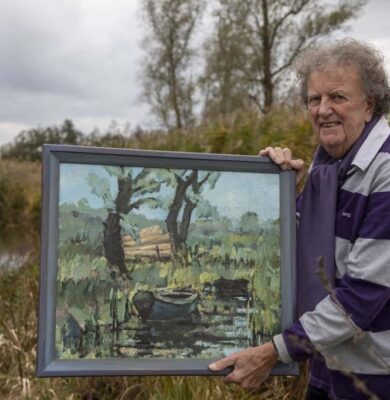 Jan Krikke met schilderij