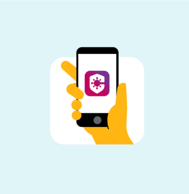 Afbeelding - Telefoon met logo CoronaMelder