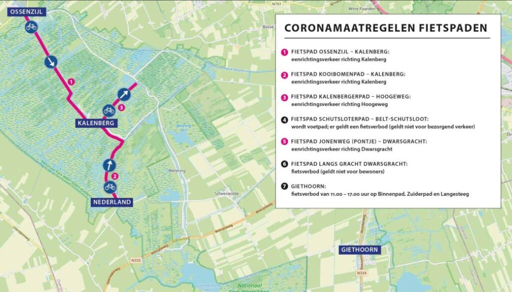 Kaart maatregelen corona fietspaden