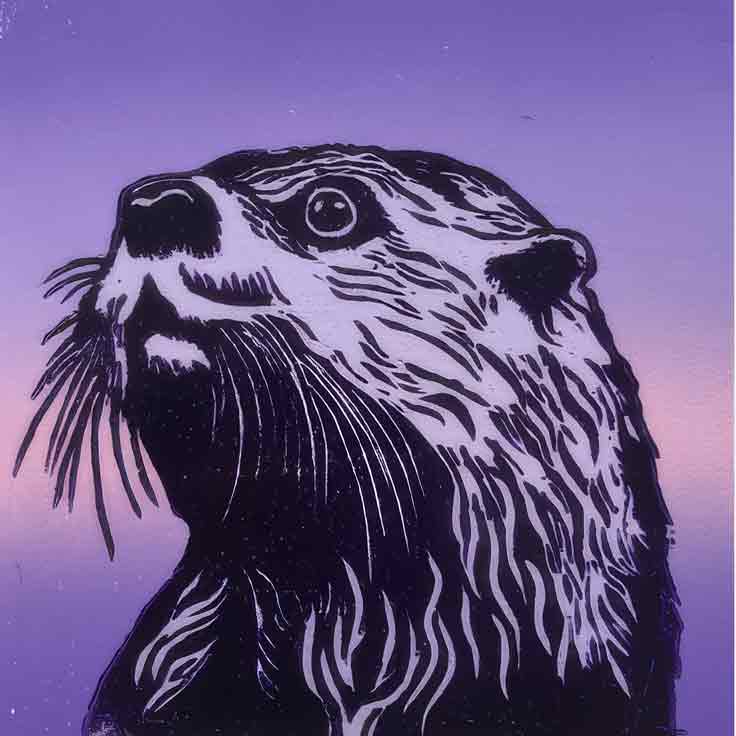 Harm Visserman; kleurenhoutsnede otter (foto aangeleverd)