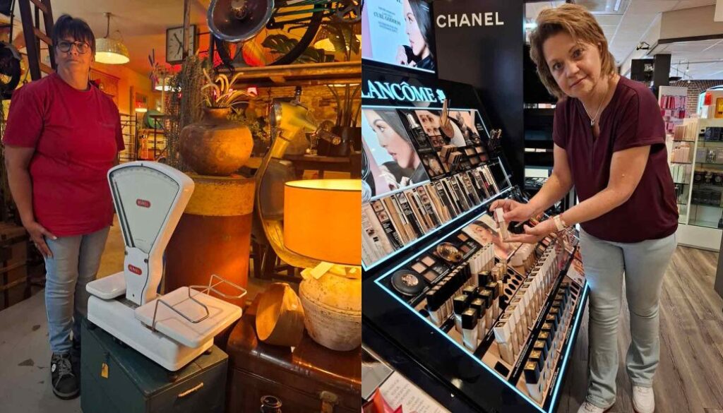 Annet Schuurman in Kringloop de oude liefde Dwingeloo en Klazien Konterman in parfumerie Femmy Schuurman (foto aangeleverd)