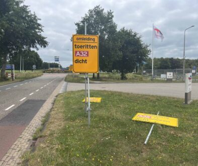 De toeritten naar de A32 bij Wolvega blijven langer dicht.