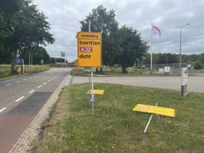 De toeritten naar de A32 bij Wolvega blijven langer dicht.