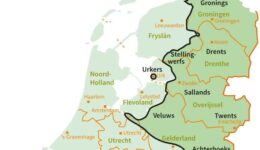 Het Stellingwerfs op de kaart van Nederlandse taalgebieden (beeld: Henk Bloemhoff).