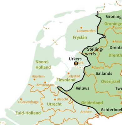 Het Stellingwerfs op de kaart van Nederlandse taalgebieden (beeld: Henk Bloemhoff).