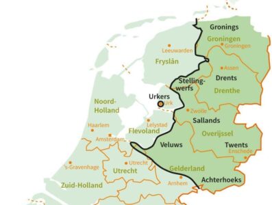 Het Stellingwerfs op de kaart van Nederlandse taalgebieden (beeld: Henk Bloemhoff).