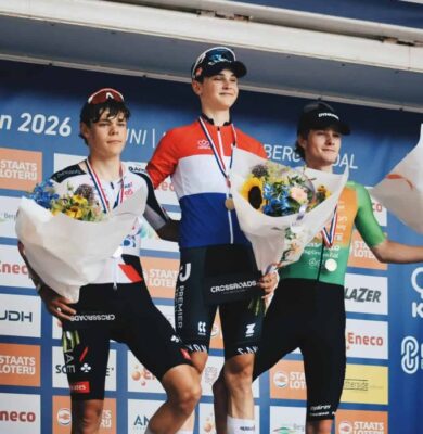 Otto van Zanden pakt de derde plek bij het NK wielrennen voor beloften (Foto: Kimberly Poelman).