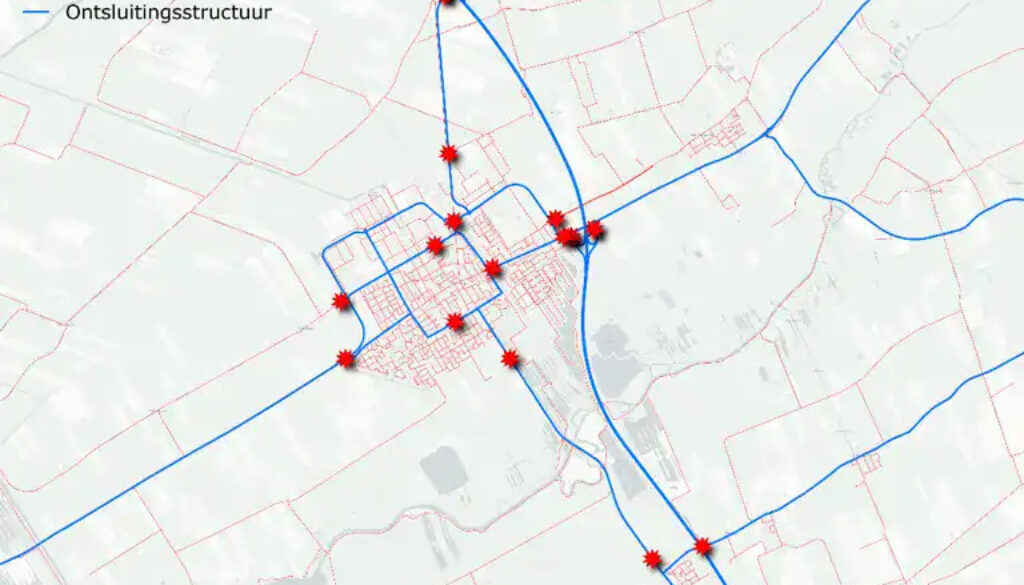 Kaart van tijdelijke verkeerscamera's in Wolvega en De Blesse.