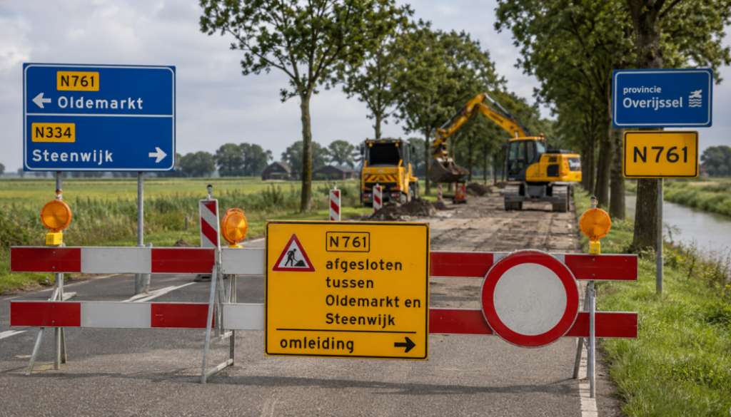 N761 en N334 tussen Oldemarkt en Steenwijk9Foto AI Gemaakt)