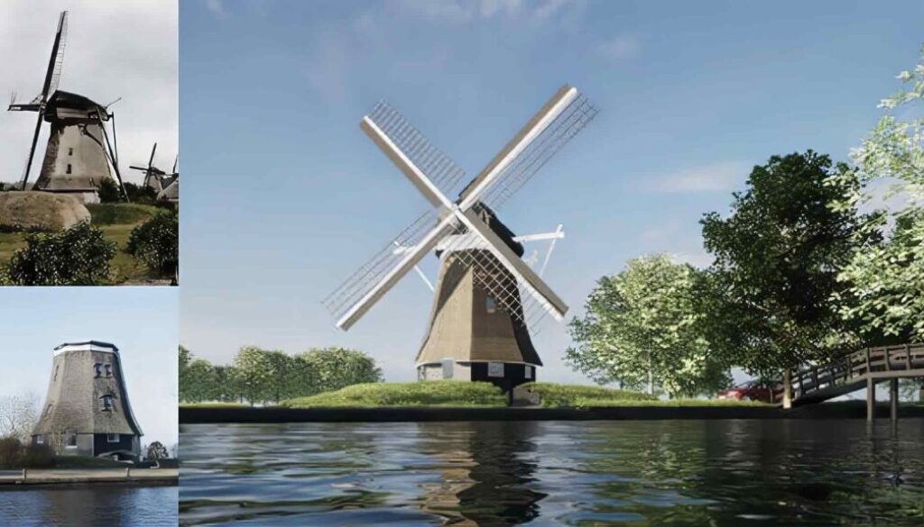 Gieterse Koornmeule. toen - nu - hoe het wordt (foto Stichting De Gieterse Koornmeule)
