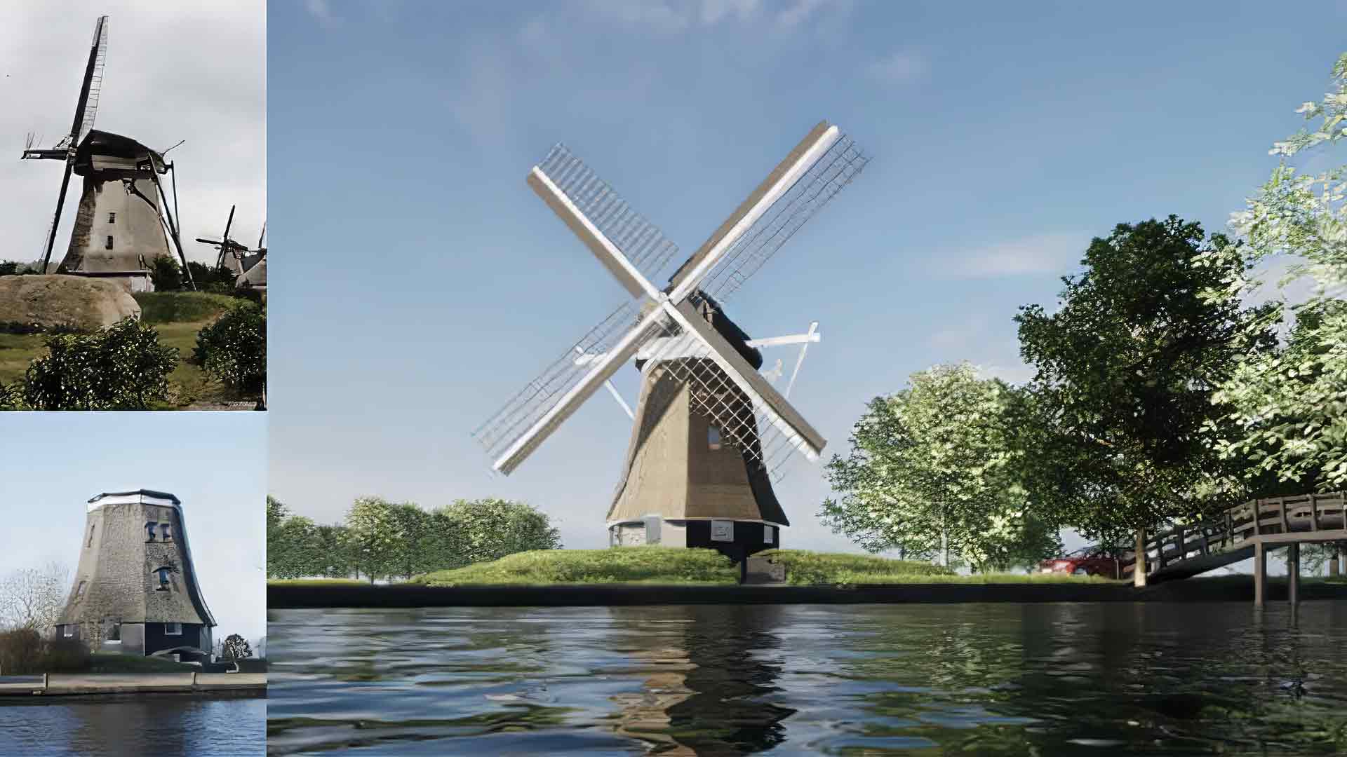Gieterse Koornmeule. toen - nu - hoe het wordt (foto Stichting De Gieterse Koornmeule)