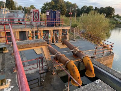 Tijdelijke pompinstallatie gemaal Ankersmit Deventer (foto Waterschap Drents Overijsselse Delta)