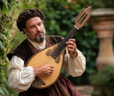 Renaissance muzikant spelend luit (foto Magnific)